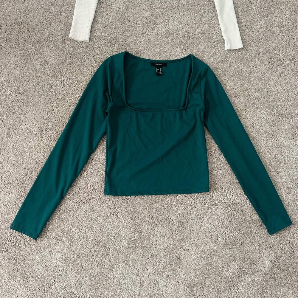 Forever 21 Seamless Square Neck Long Sleeve Top